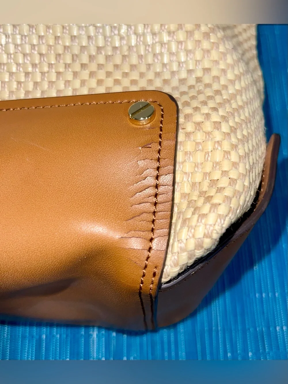 Vince Camuto Straw & Leather Hobo Bag